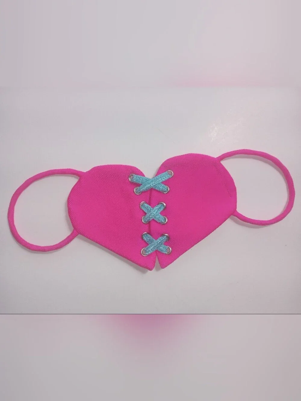 Y2K Rave Festival face mask pink/blue corseted heart